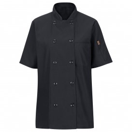 Chef Designs 045X Women\'s Short Sleeve Chef Coat with MIMIX and OilBlok - Black