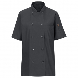 Chef Designs 045X Women\'s Short Sleeve Chef Coat with MIMIX and OilBlok - Charcoal
