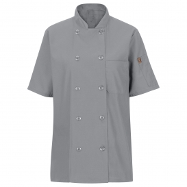 Chef Designs 045X Women\'s Short Sleeve Chef Coat with MIMIX and OilBlok - Grey