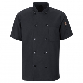 Chef Designs 046X Men\'s Short Sleeve Chef Coat with MIMIX and OilBlok - Black