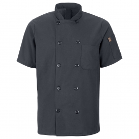 Chef Designs 046X Men\'s Short Sleeve Chef Coat with MIMIX and OilBlok - Charcoal
