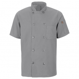 Chef Designs 046X Men\'s Short Sleeve Chef Coat with MIMIX and OilBlok - Grey