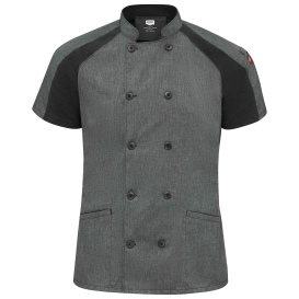 Chef Designs 051W Women\'s Airflow Raglan Chef Coat with OILBLOK - Charcoal Heather/Black Mesh