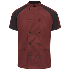 Chef Designs 051W Women\'s Airflow Raglan Chef Coat with OILBLOK - Merlot/Black Mesh