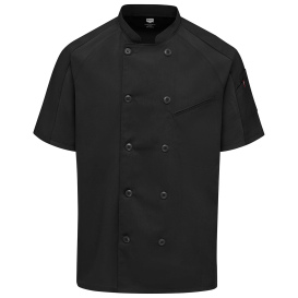 Chef Designs 052M Men\'s Airflow Raglan Chef Coat with OILBLOK - Black/Black Mesh