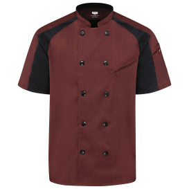 Chef Designs 052M Men\'s Airflow Raglan Chef Coat with OILBLOK - Merlot/Black Mesh
