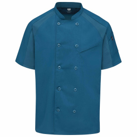 Chef Designs 052M Men\'s Airflow Raglan Chef Coat with OILBLOK - Teal/Teal Mesh