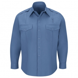 Workrite Fire Service FSC0 Men\'s Classic Long Sleeve Fire Chief Shirt with Badge Tabs - Light Blue