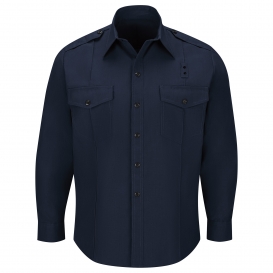 Workrite Fire Service FSC0 Men\'s Classic Long Sleeve Fire Chief Shirt with Badge Tabs - Midnight Navy