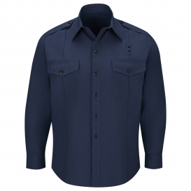 Workrite Fire Service FSC0 Men\'s Classic Long Sleeve Fire Chief Shirt with Badge Tabs - Navy