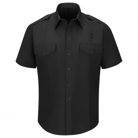 Workrite Fire Service FSC2 Men\'s Classic Short Sleeve Fire Chief Shirt with Badge Tabs - Black