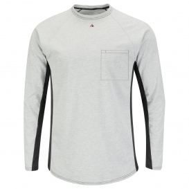 Bulwark FR MPS8 Men\'s Long Sleeve Base Layer with Concealed Chest Pocket - Grey