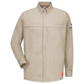 Bulwark FR QS22 Men\'s iQ Series Comfort Woven Concealed Pocket Shirt - Light Tan