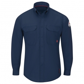 Bulwark FR QS26 iQ Series Men\'s Midweight Comfort Woven Shirt - Navy