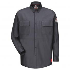 Bulwark FR QS32 Men\'s iQ Series Comfort Woven Long Sleeve Patch Pocket Shirt - Charcoal