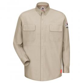 Bulwark FR QS32 Men\'s iQ Series Comfort Woven Long Sleeve Patch Pocket Shirt - Light Tan