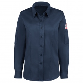 Bulwark FR QS33 Women\'s iQ Series Comfort Woven Long Sleeve Shirt - Dark Blue