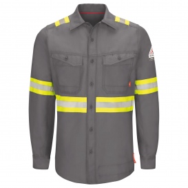 Bulwark FR QS40 Men\'s iQ Series Endurance Enhanced Visibility Work Shirt - Grey 