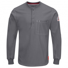 Bulwark FR QT40 Men\'s iQ Series Comfort Plus Knit Henley Shirt - Charcoal