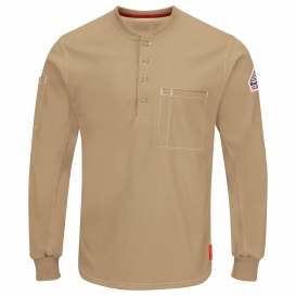 Bulwark FR QT40 Men\'s iQ Series Comfort Plus Knit Henley Shirt - Khaki