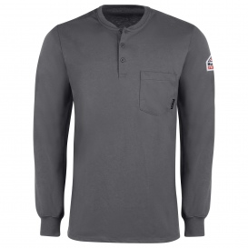 Bulwark FR SEL2 Men\'s Lightweight Long Sleeve Tagless Henley Shirt - Charcoal