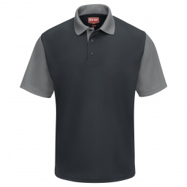 Red Kap SK56 Men\'s Performance Knit Color-Block Polo - Short Sleeve - Charcoal/Grey