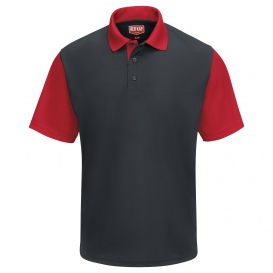 Red Kap SK56 Men\'s Performance Knit Color-Block Polo - Short Sleeve - Charcoal/Red