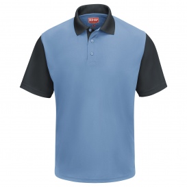 Red Kap SK56 Men\'s Performance Knit Color-Block Polo - Short Sleeve - Medium Blue/Charcoal