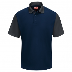 Red Kap SK56 Men\'s Performance Knit Color-Block Polo - Short Sleeve - Navy/Charcoal