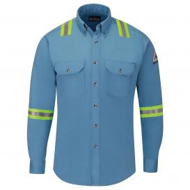 Bulwark FR SLEV Men\'s Midweight FR Enhanced Visibility Shirt - EXCEL FR ComforTouch - 7 oz. - Light Blue