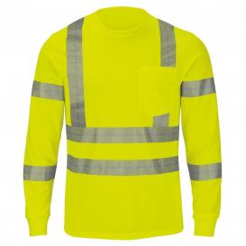 Red Kap SVY3AB Performance Hi-Visibility Long Sleeve Type R Class 3 T-Shirt - Yellow/Lime