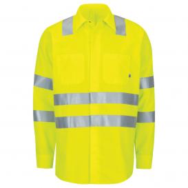 Red Kap SX14AB Type R Class 3 Hi-Visibility Long Sleeve Ripstop Work Shirt with MIMIX and OilBlok - Yellow/Lime