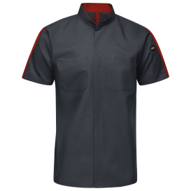 Red Kap SX46 Men\'s Pro Plus Two Tone OilBlok and MIMIX Work Shirt - Short Sleeve - Charcoal/Fireball