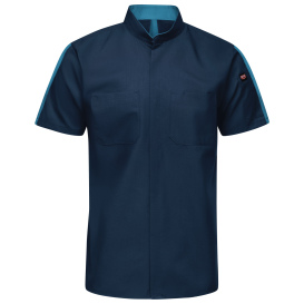 Red Kap SX46 Men\'s Pro Plus Two Tone OilBlok and MIMIX Work Shirt - Short Sleeve - Navy/Teal