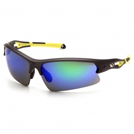 Venture Gear VGSGMV1657T Monteagle Eyewear - Gun Metal/Hi-Vis Yellow Frame - Ice Blue Mirror Anti-Fog Lens