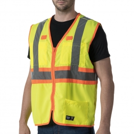 Walls W38230 ANSI Type R Class 2 Premium Two-Tone Safety Vest - Hi-Vis Yellow