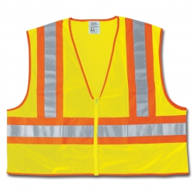 MCR Safety WCCL2L Type R Class 2 Two-Tone Mesh Safety Vest - Yellow/Lime