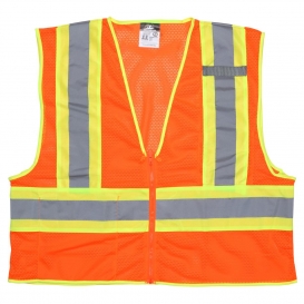 MCR Safety WCCL2O Type R Class 2 Two-Tone Mesh Safety Vest - Orange