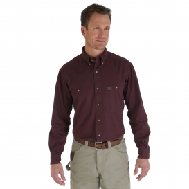 Wrangler RIGGS 3W501 Long Sleeve Button Down Work Shirt - Burgundy