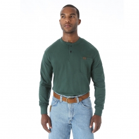 Wrangler RIGGS 3W750 Long Sleeve Solid Henley Shirt - Forest Green