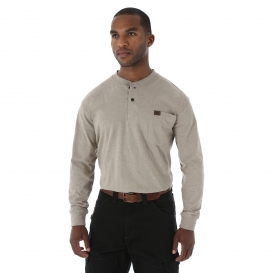 Wrangler RIGGS 3W750 Long Sleeve Solid Henley Shirt - Oatmeal Heather
