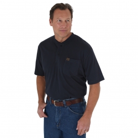 Wrangler RIGGS 3W760NV Short Sleeve Henley Shirt - Navy