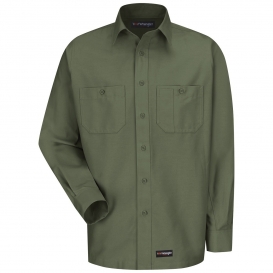 Wrangler WS10 Men\'s Long Sleeve Work Shirt - Olive Green
