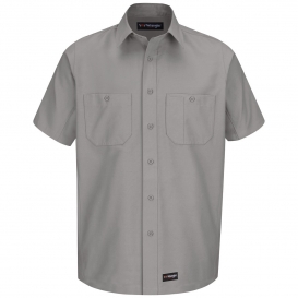 Wrangler WS20 Men\'s Short Sleeve Work Shirt - Silver Grey