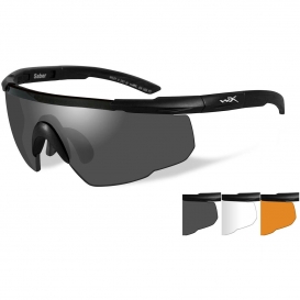 Wiley X Eyewear 308 Saber Advanced Safety Glasses Matte Black frame 3 color lens 