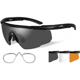 Wiley X 308RX Saber Advanced Safety Glasses w/ RX Inserts - Matte Black Frame - Grey Clear Rust Lens