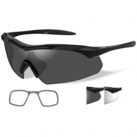 Wiley X 3501RX WX Vapor Safety Glasses w/ RX Insert- Matte Black Frame - Grey Clear Lens