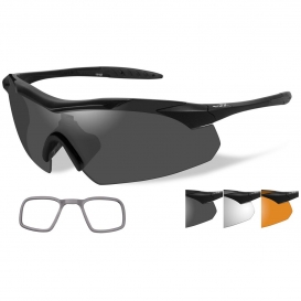 Wiley X 3502RX WX Vapor Safety Glasses w/ RX Inserts - Matte Black Frame - Grey Clear Rust Lens