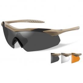 Wiley X 3512 WX Vapor Safety Glasses - Tan Frame - Grey Clear Rust Lens