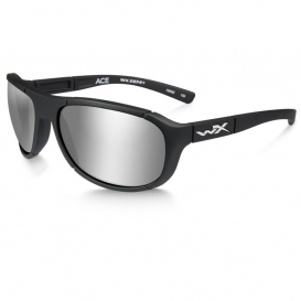 Wiley X ACACE06 Ace Safety Glasses - Matte Black Frame - Polarized Silver Flash Lens